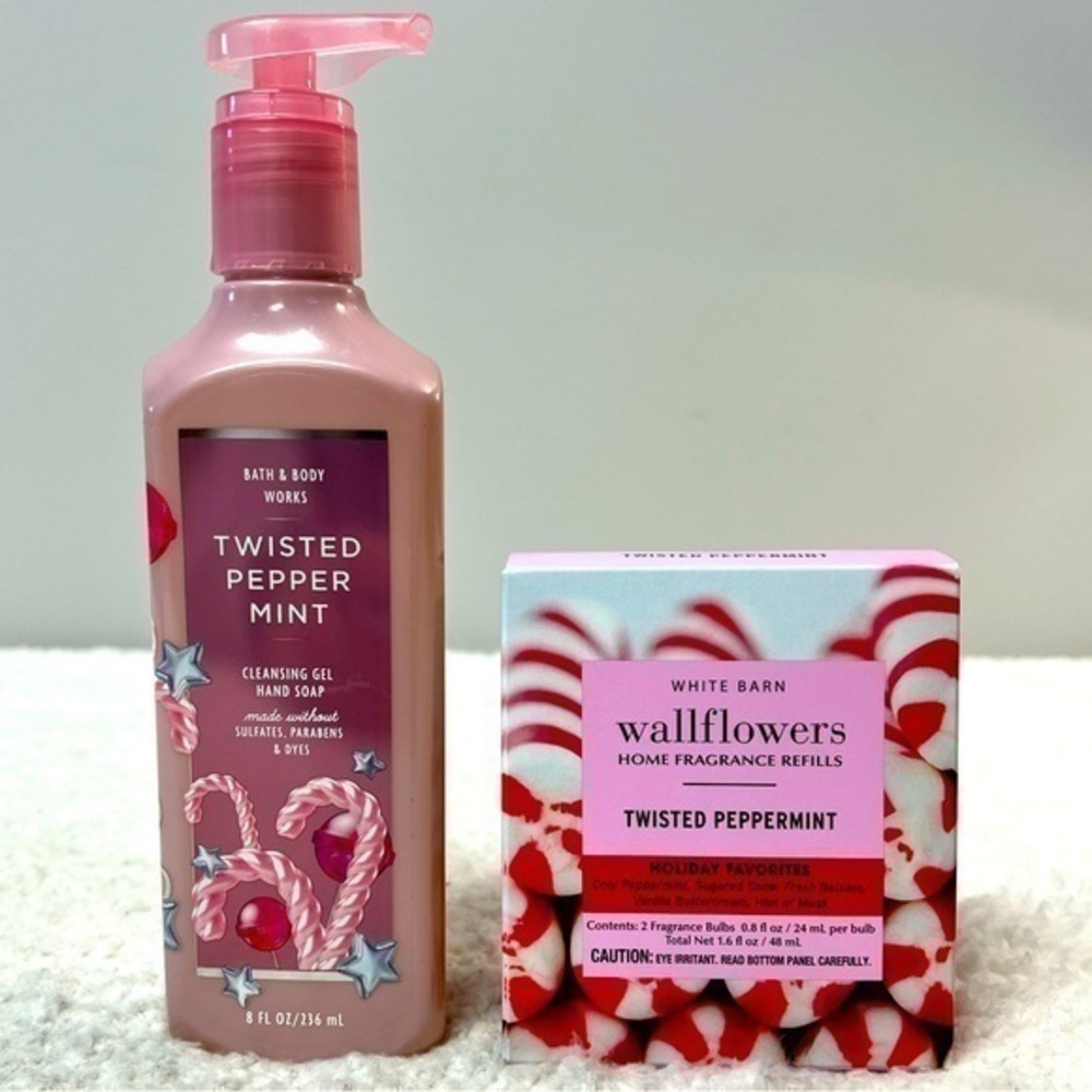 Bath & Body Works "Twisted Peppermint" Gel Soap & Wallflower Fragrance Refills